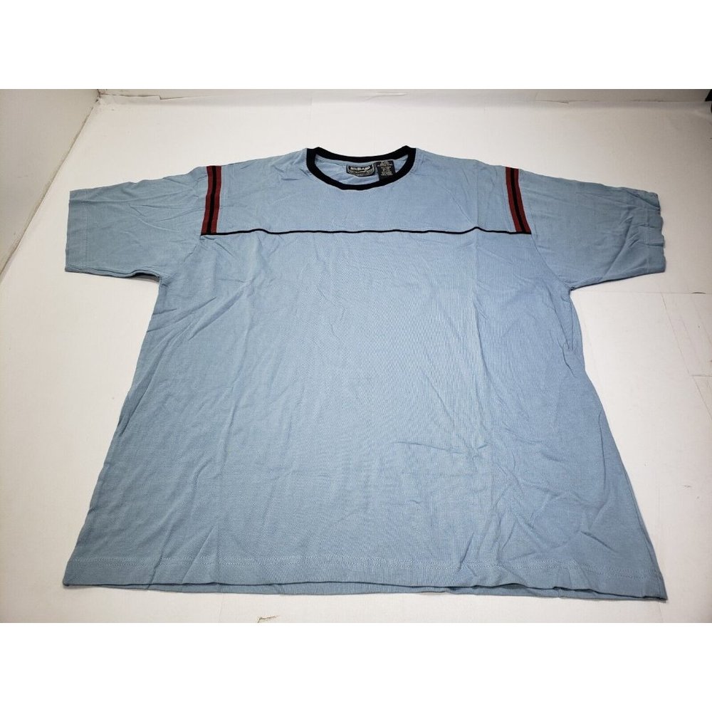 Highland Outfitters Mens Shirt Short Sleeve Crewneck 100% Cotton Blue XL Vintage